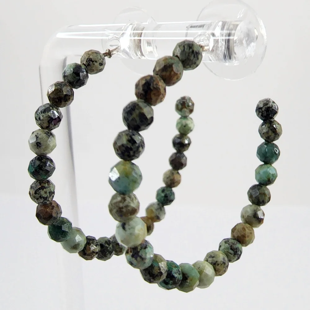 Genuine jasper hoop earrings - sterling silver - artisan hoops - green jasper - Picture 15 of 15